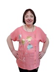 Жіноча рожева футболка з льону, перед