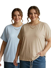 Жіноча бавовняна футболка Батал L/XL, XL/2XL: бежева, блакитна