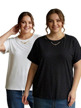 Жіноча бавовняна футболка Батал L/XL, XL/2XL: білий, чорний
