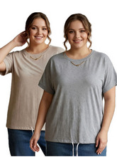 Жіноча бавовняна футболка Батал L/XL, XL/2XL: сірий, сіро-бежевий