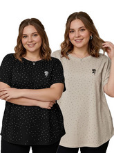 Жіноча футболка великого розміру 3XL/4XL, 4/XL/5XLчорний і ракушка